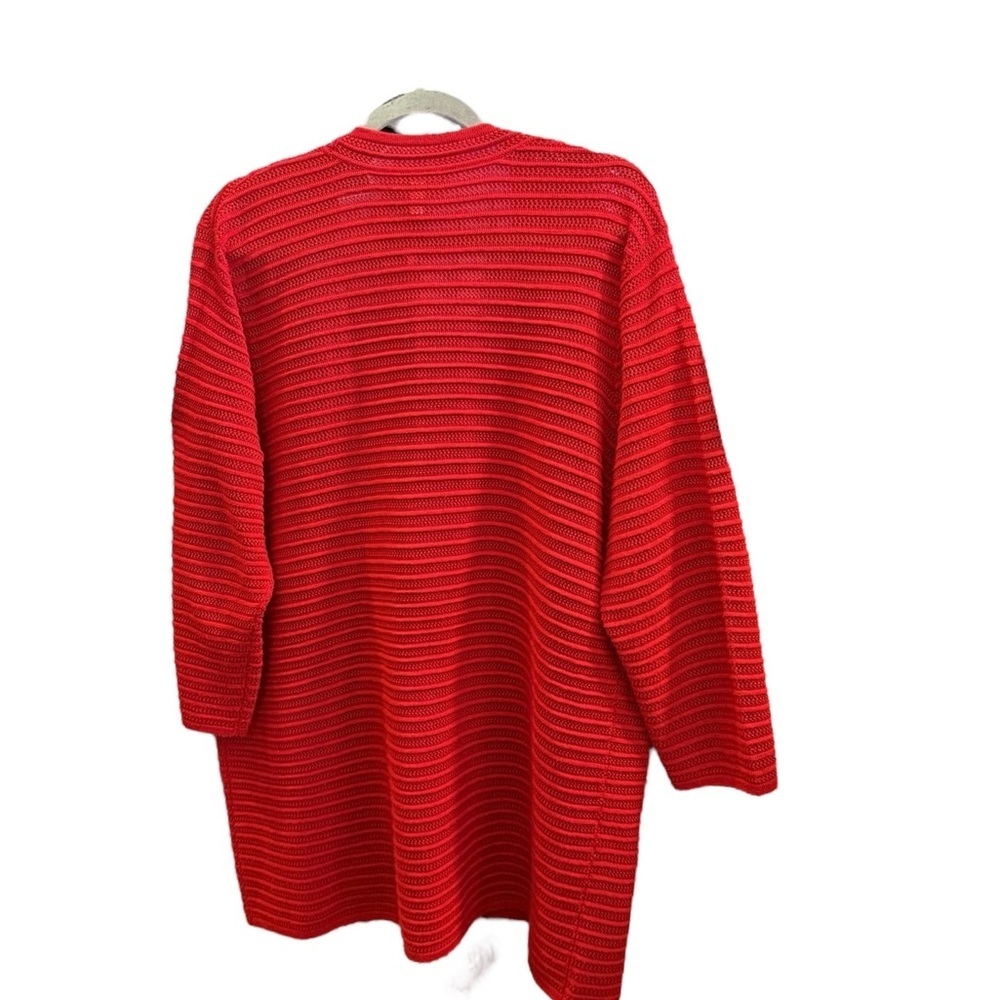 Chico’s Travelers Red Open-Knit Cardigan Size Chicos 3 or XL 16/18 - Picture 7 of 8